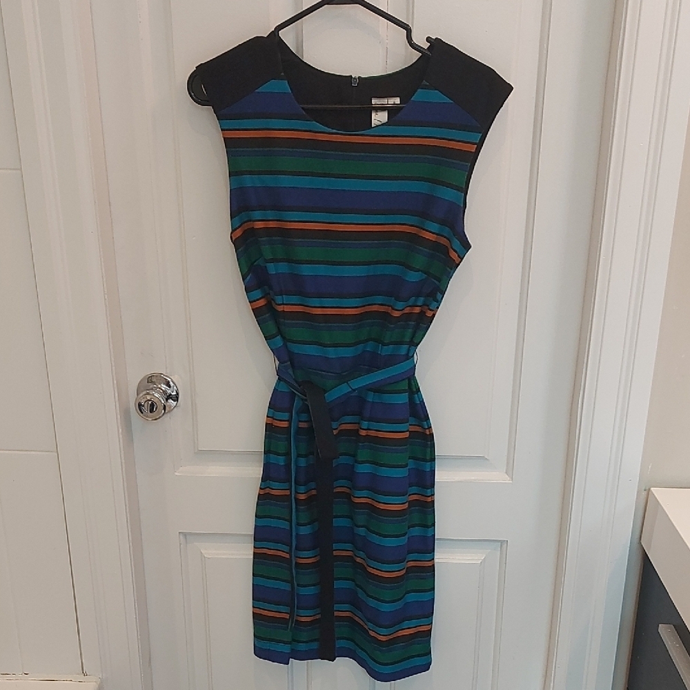 Emma & Michele Blue Brown Sheath Midi Dress